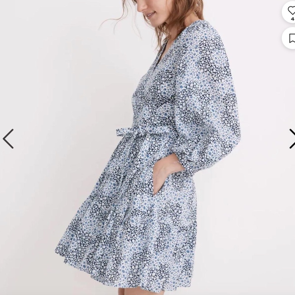 Madewell Crinkle Wrap Mini Dress in Quilted Floral Size